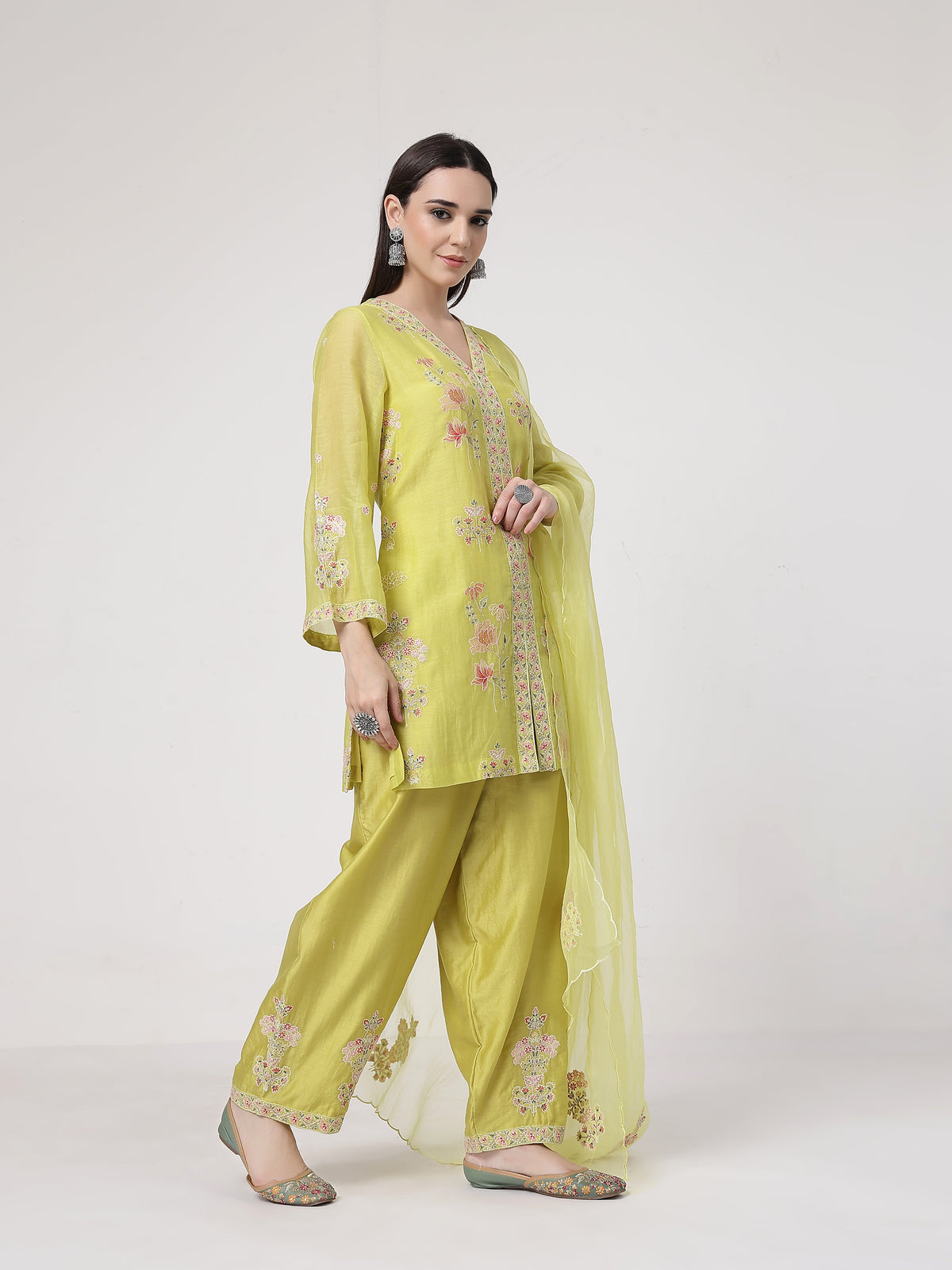 Lime Green A-line Suit Set