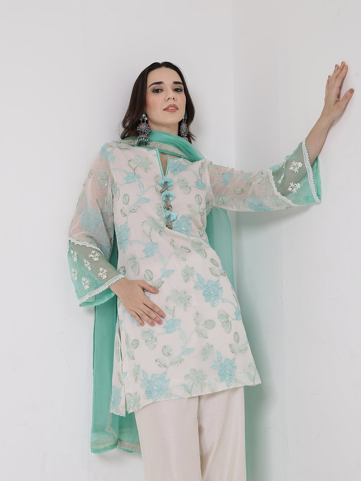 Mint Green Tassels Kurta Set