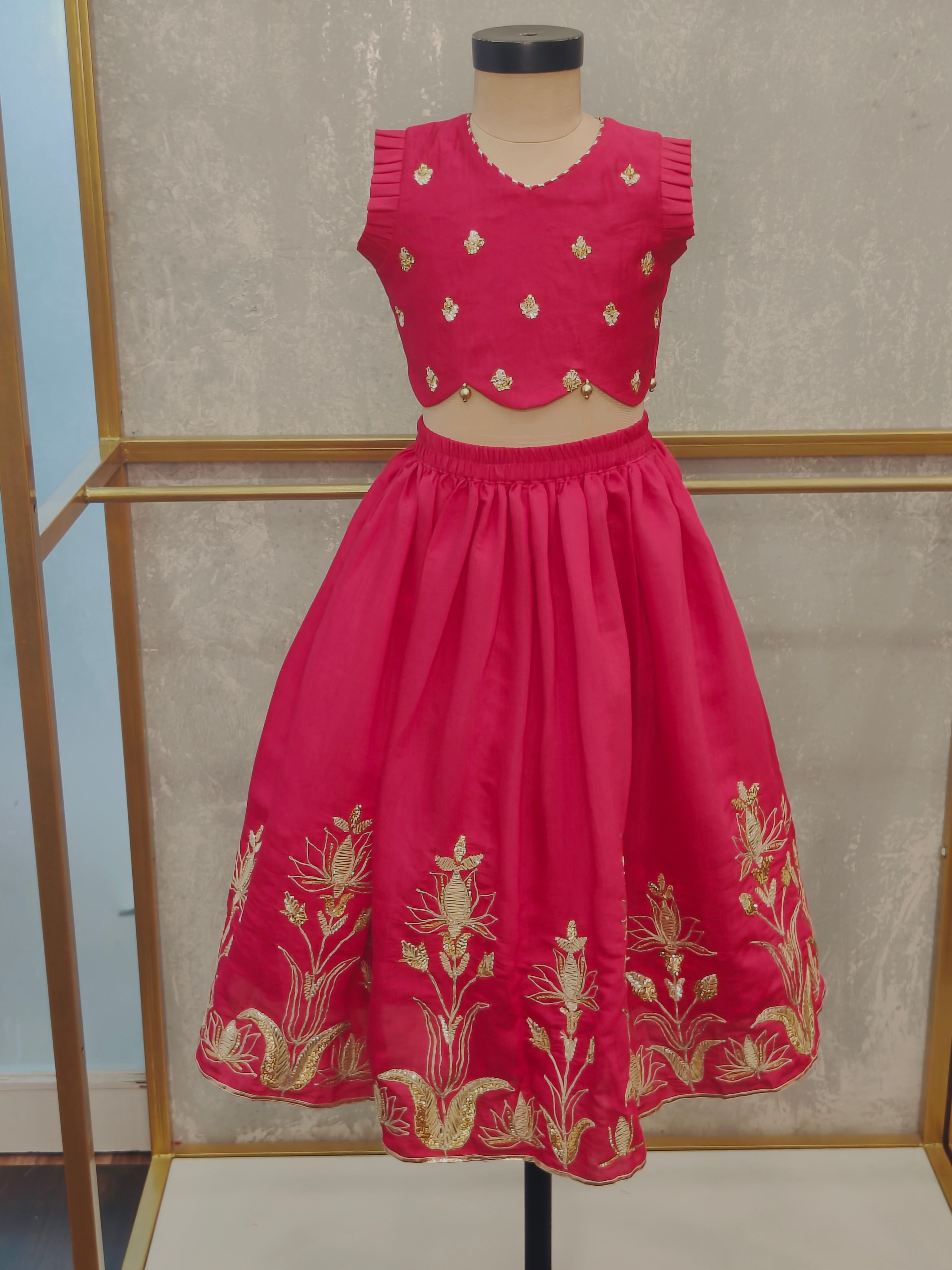 Rani Pink Heavy Emroidery Ghaghra