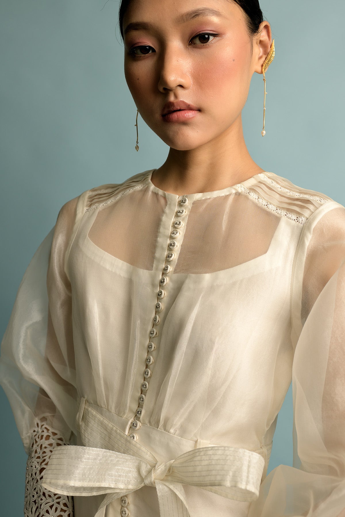 White Organza Playsuit With Michaelmas
