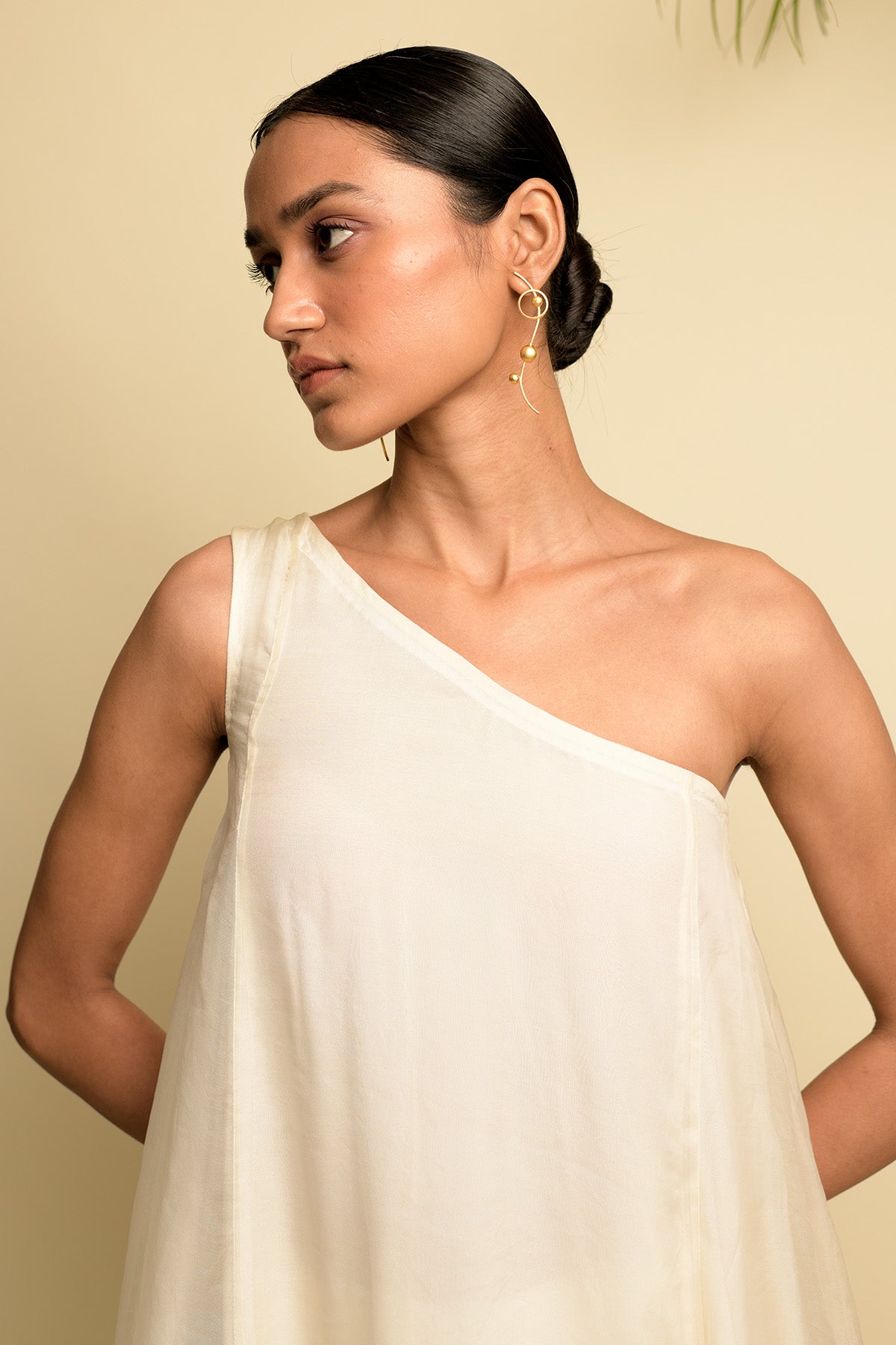 Off Shouldered Anarkali With Creame Embroidery