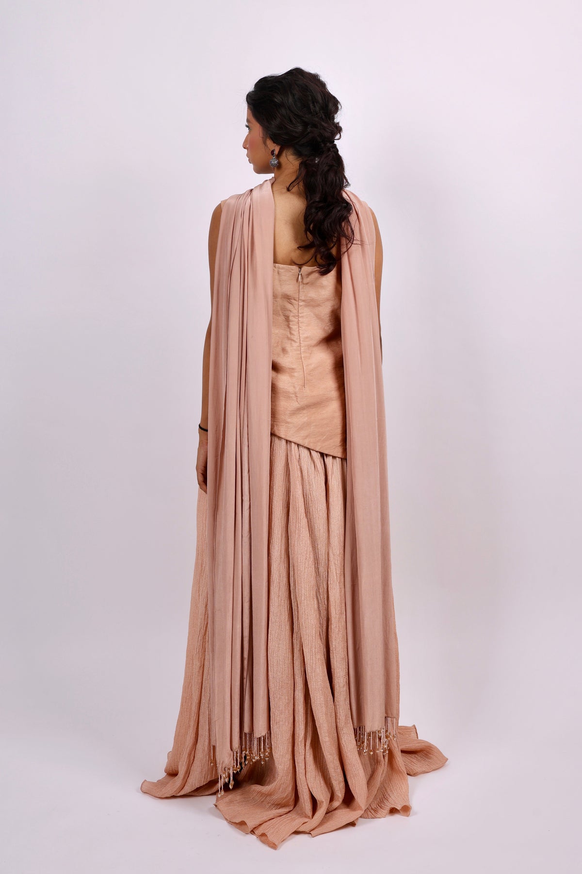 Beige kurti with lehenga set