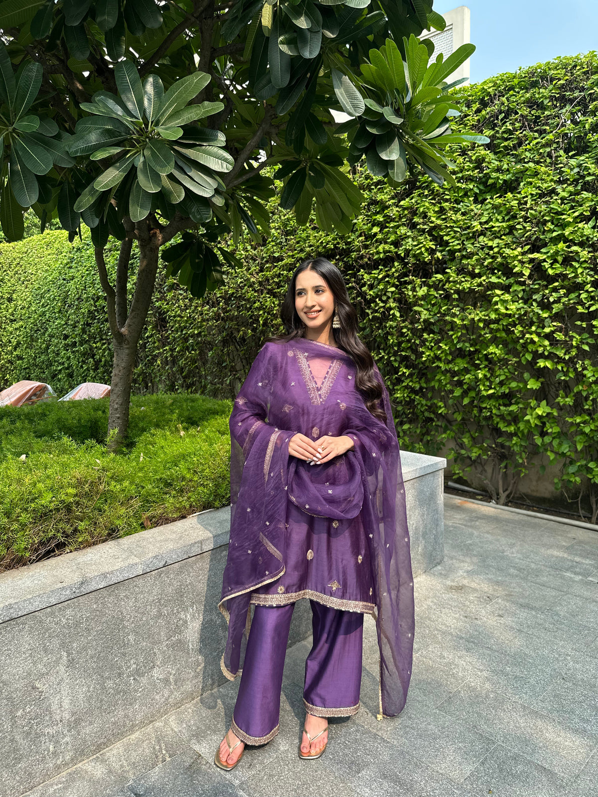 Violet Embroidered Suit Set