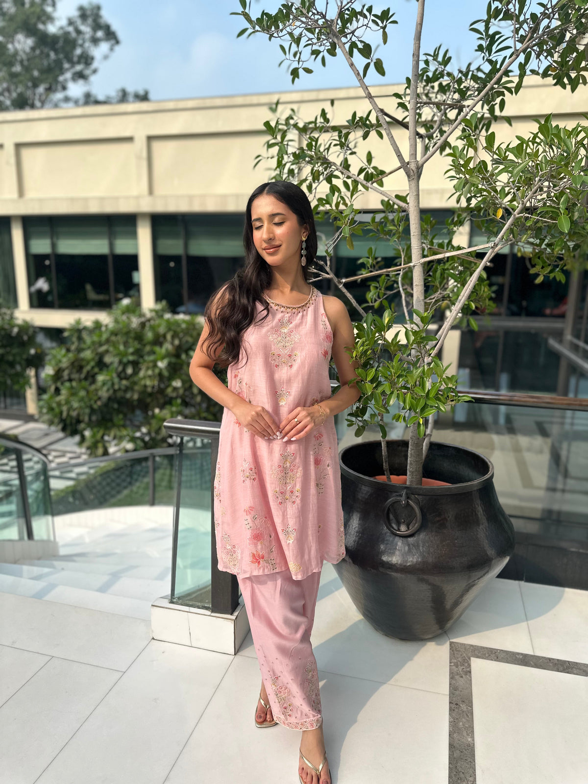 Pearl Pink A-line Salwar Set