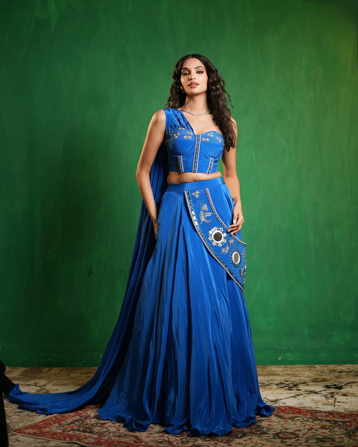 Royal Blue Corset Lehenga Set (Set of 2)