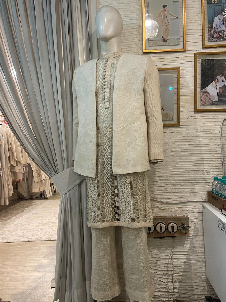 Ivory Kurta jecket Set