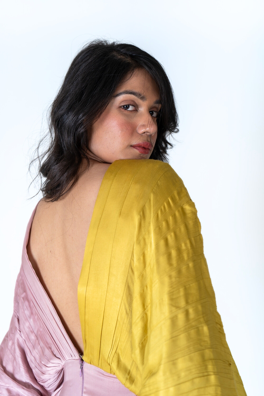 Pink-Yellow Color-Blocked Jumpsuit