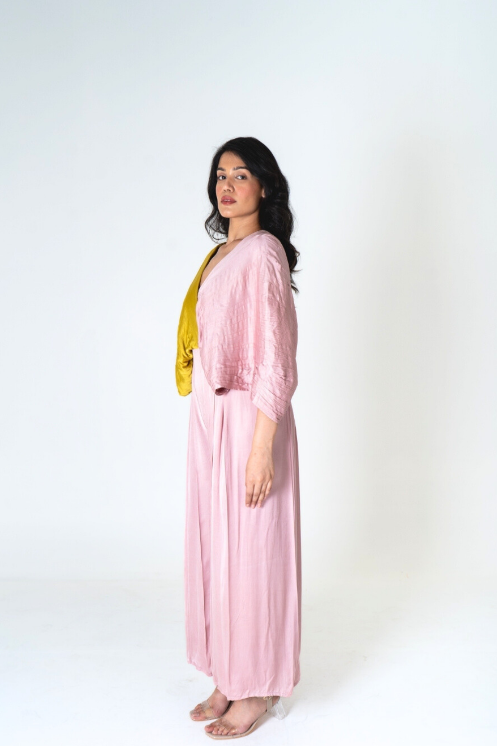 Pink-Yellow Color-Blocked Jumpsuit