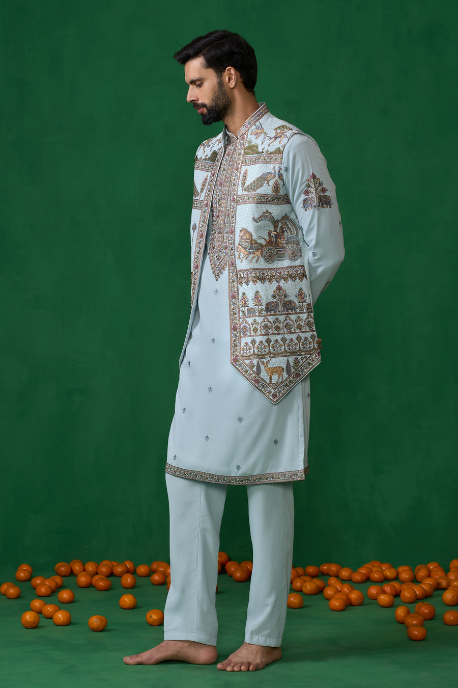 RAMAYAN SKYBLUE KURTA JACKET SET
