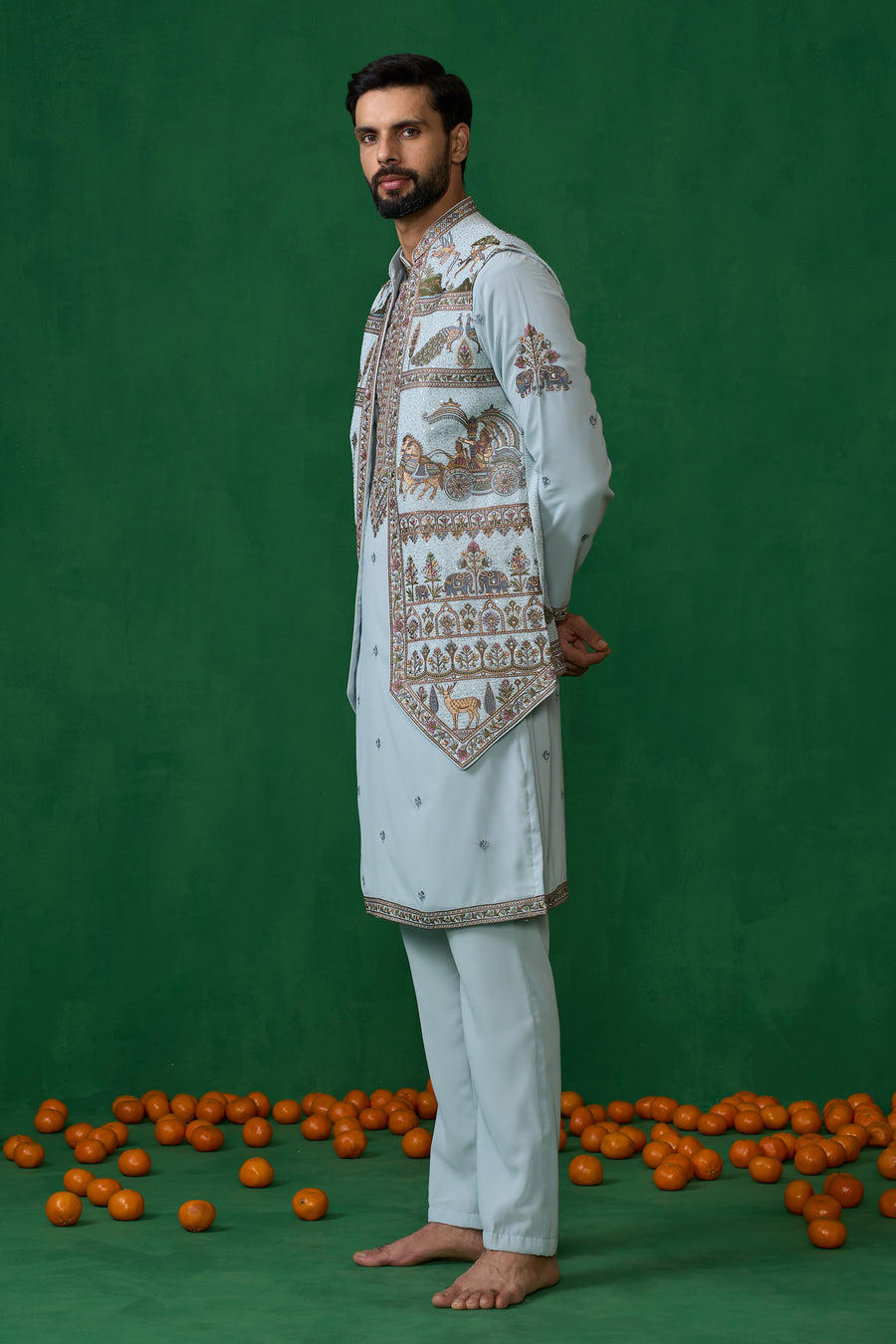 RAMAYAN SKYBLUE KURTA JACKET SET