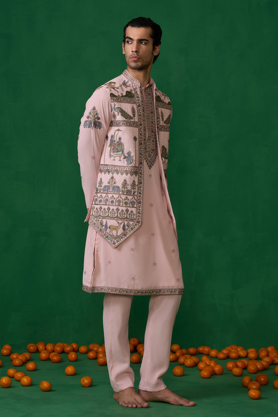 RAMAYAN PINK KURTA JACKET SET