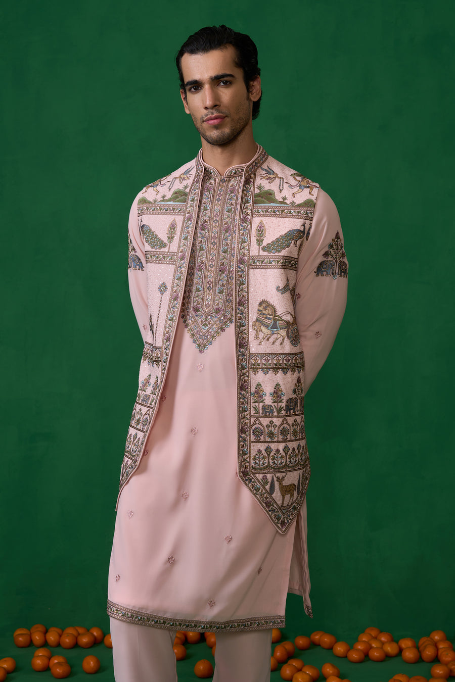 RAMAYAN PINK KURTA JACKET SET