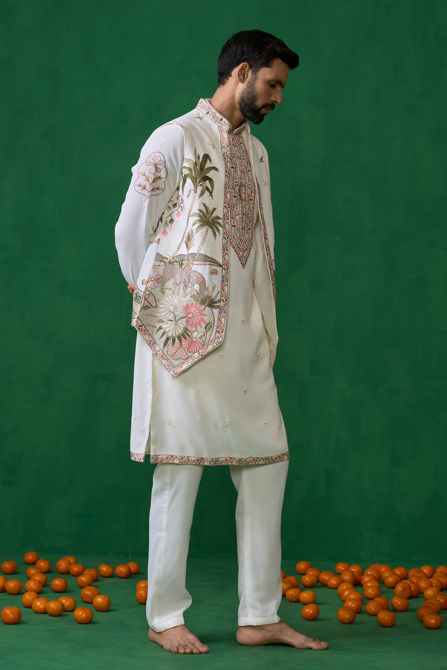 FOREST IVORY KURTA JACKET SET