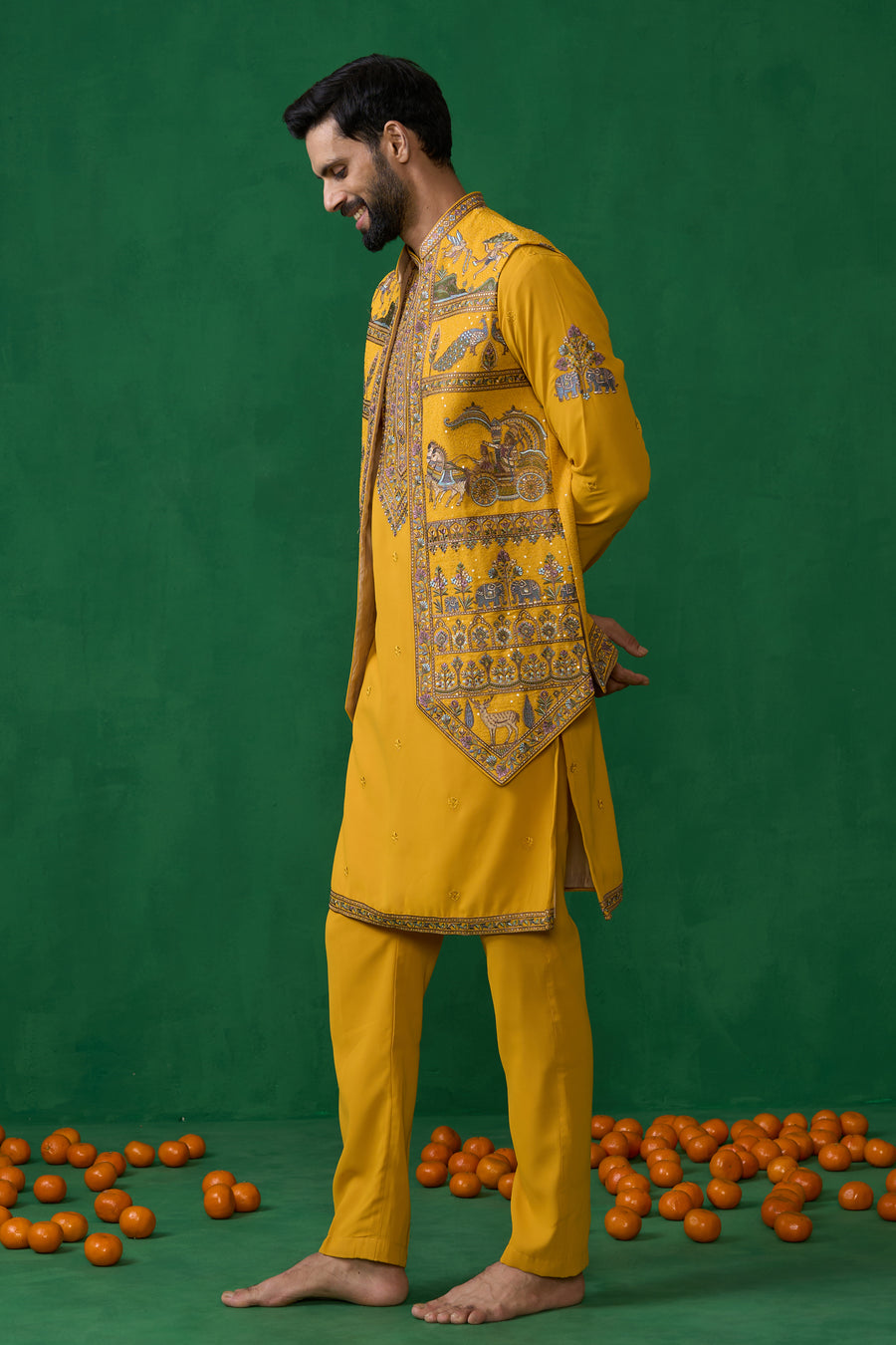 RAMAYAN HALDI KURTA JACKET SET