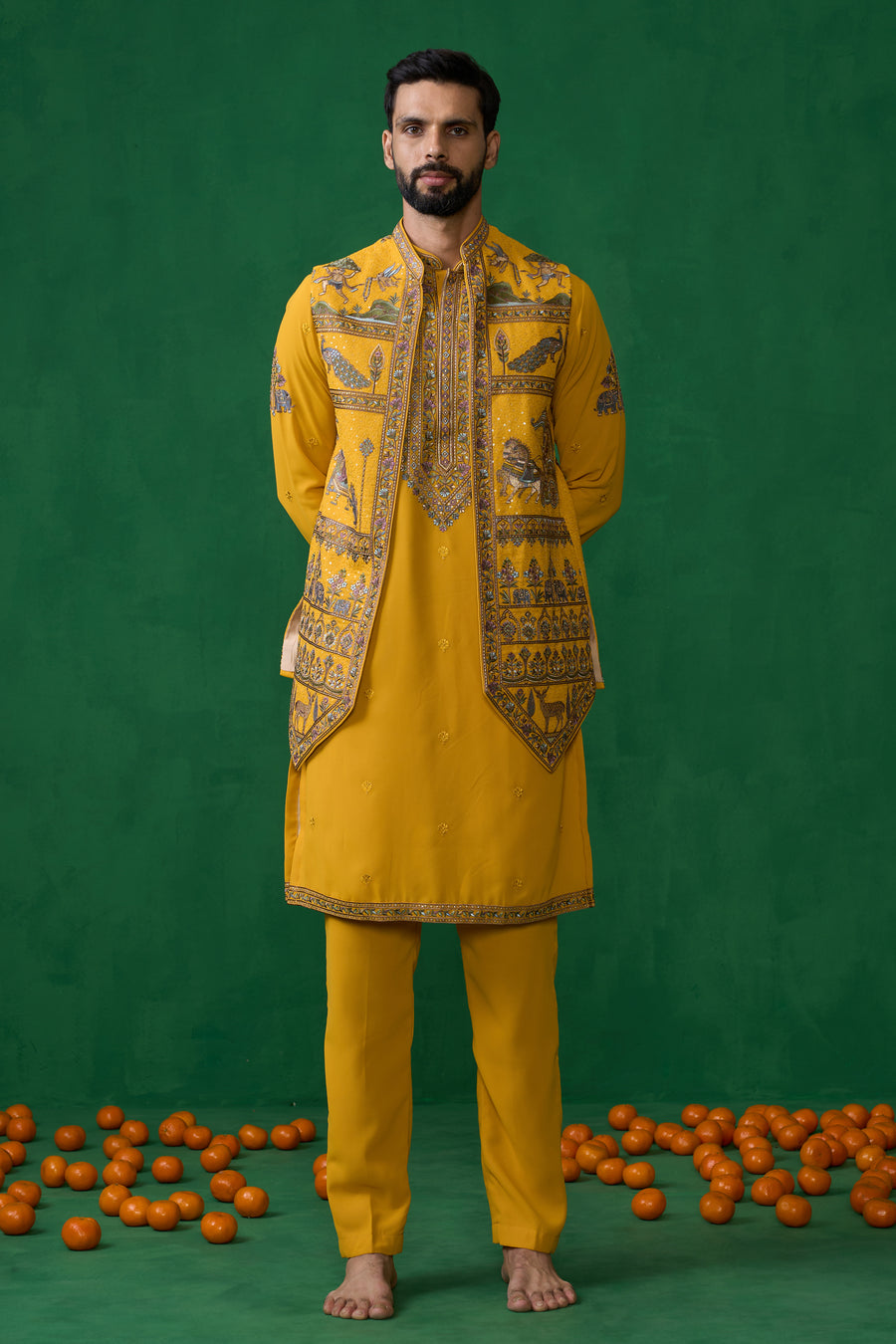 RAMAYAN HALDI KURTA JACKET SET