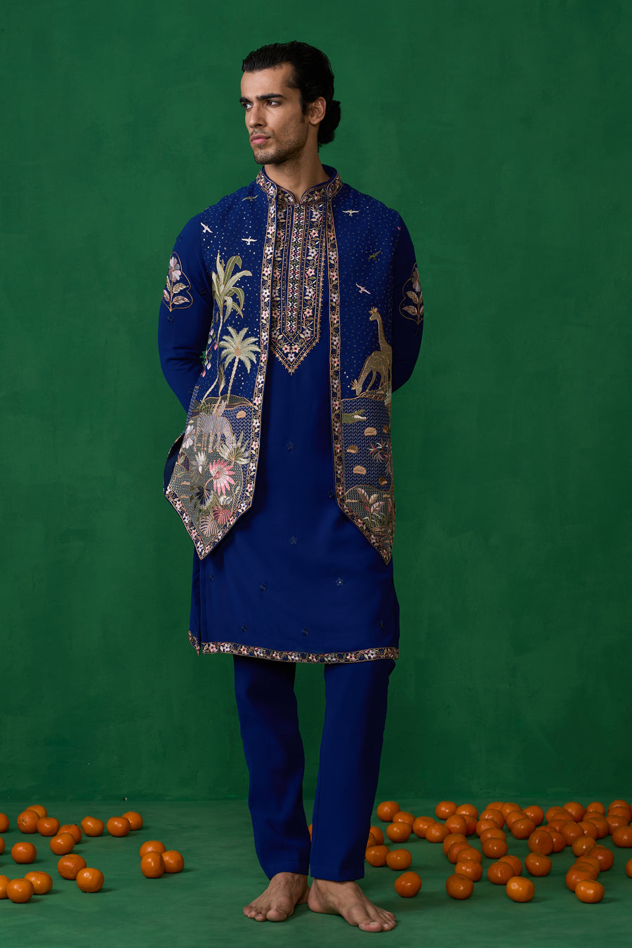 FOREST BLUE KURTA JACKET SET