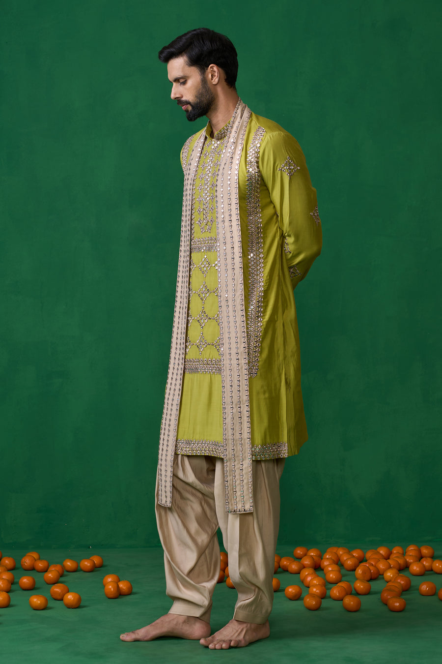 DARPAN NEON GREEN KURTA SET