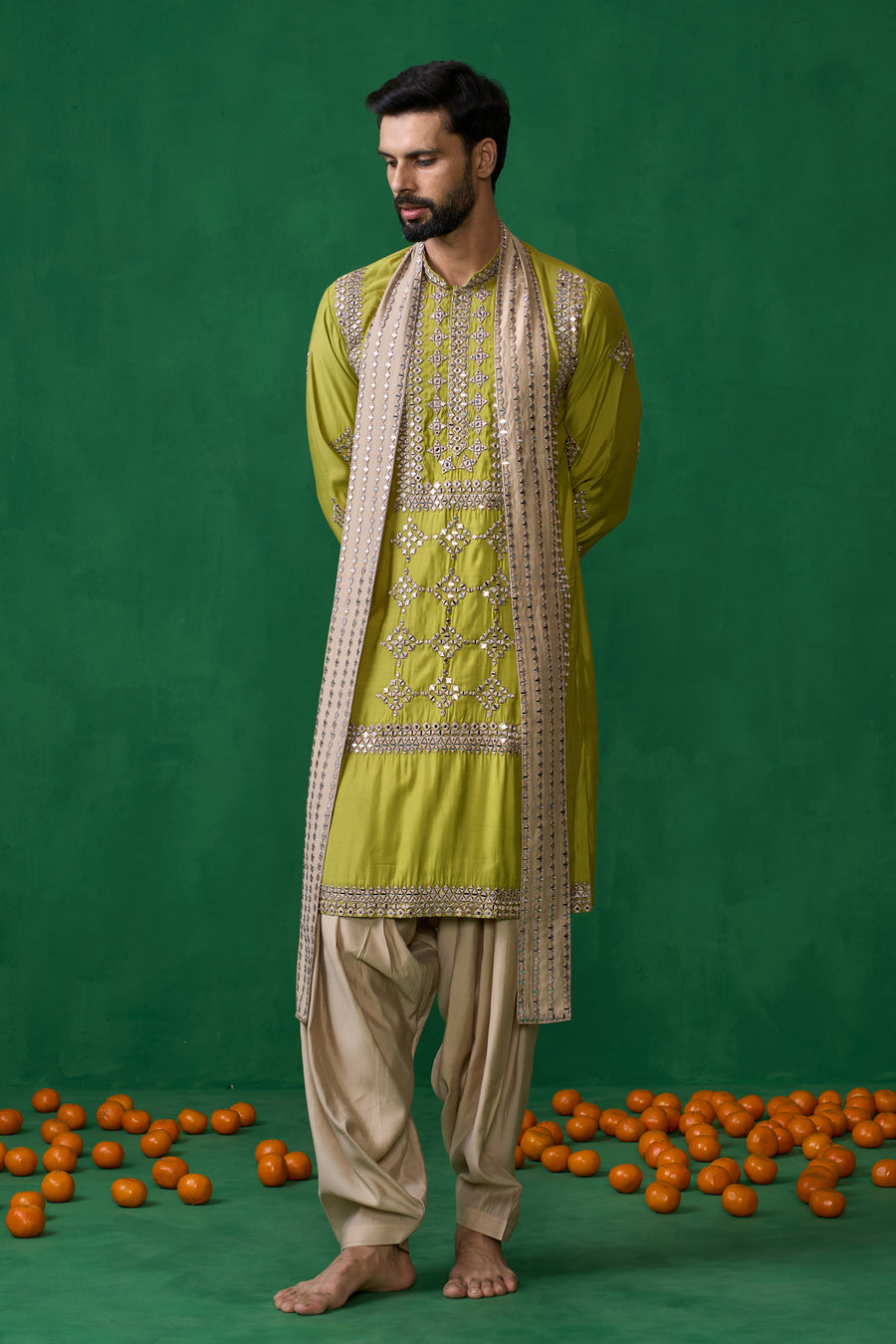 DARPAN NEON GREEN KURTA SET