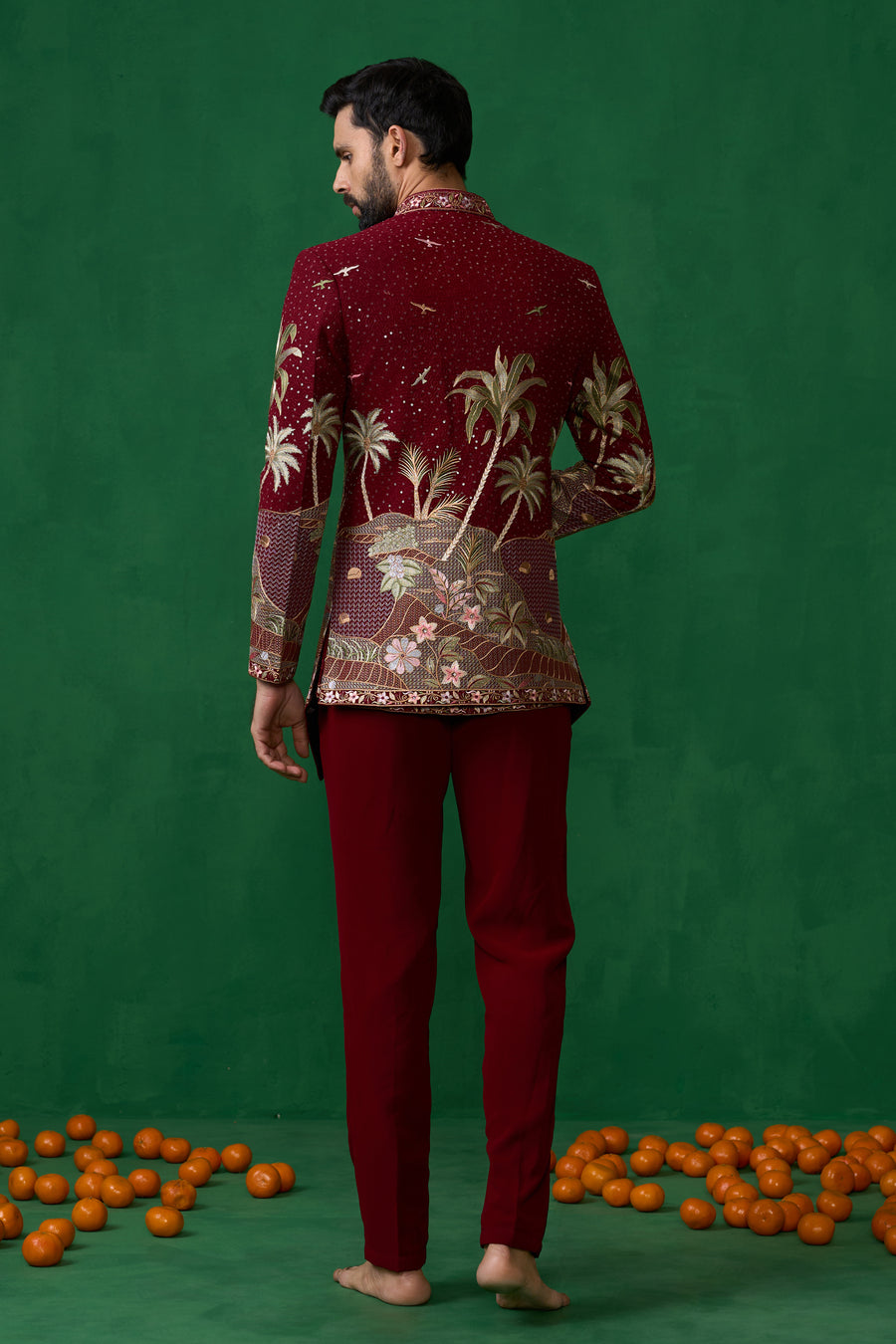 FOREST MAROON JODHPURI SET