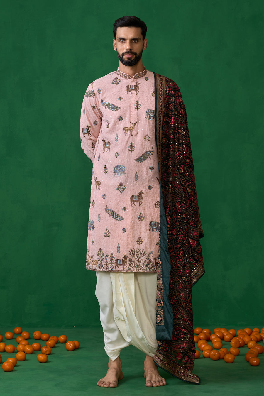 PICHWAI PINK DHOTI KURTA SET