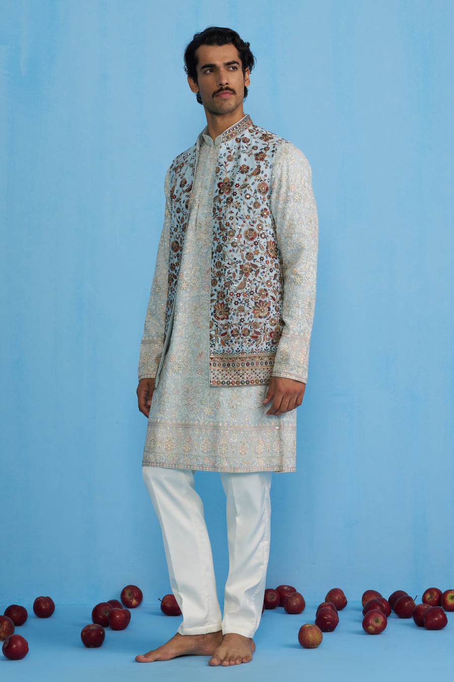 GULAB SKY KURTA JACKET SET