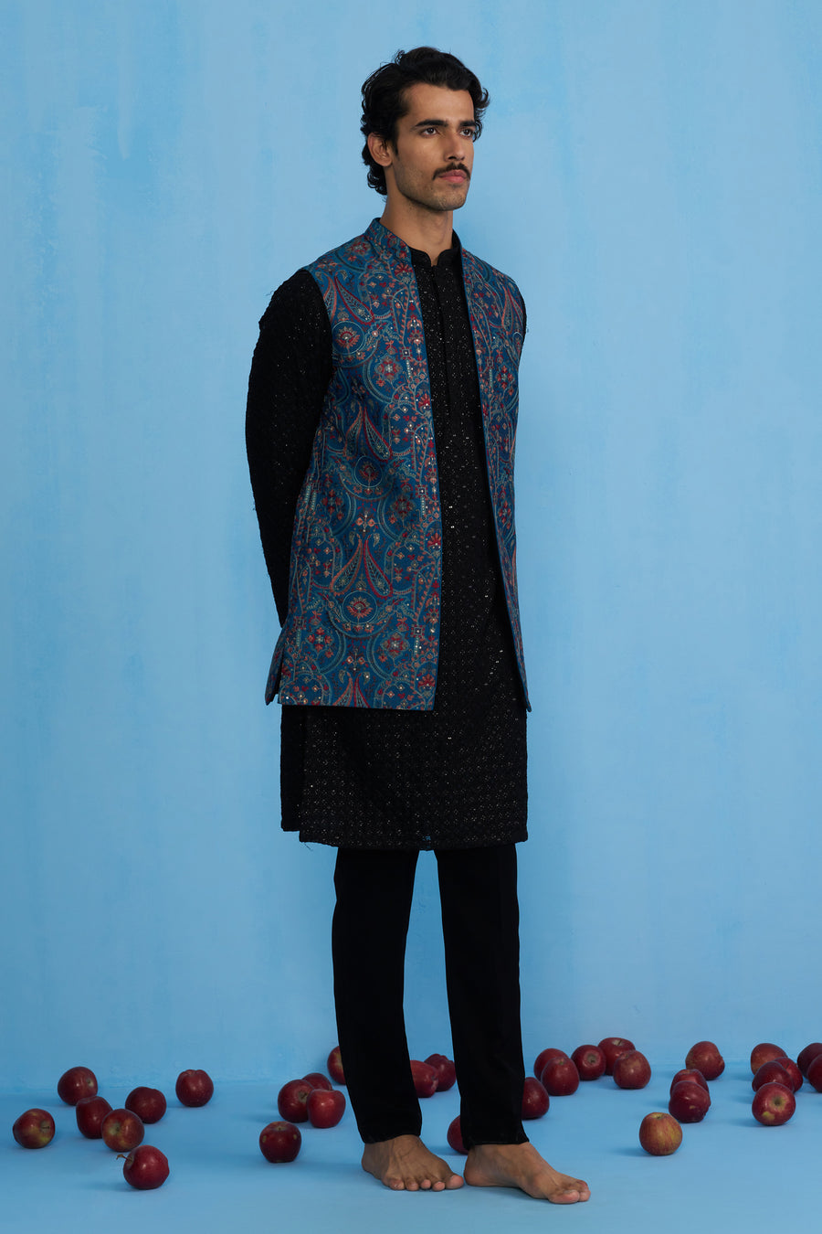 KASHMIRI BLUE KURTA JACKET SET