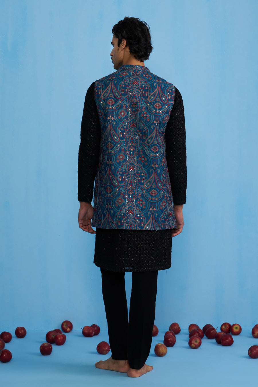 KASHMIRI BLUE KURTA JACKET SET