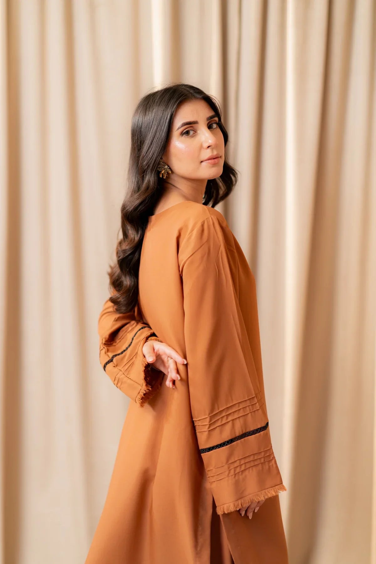 Warm Brown Kurta With Pants