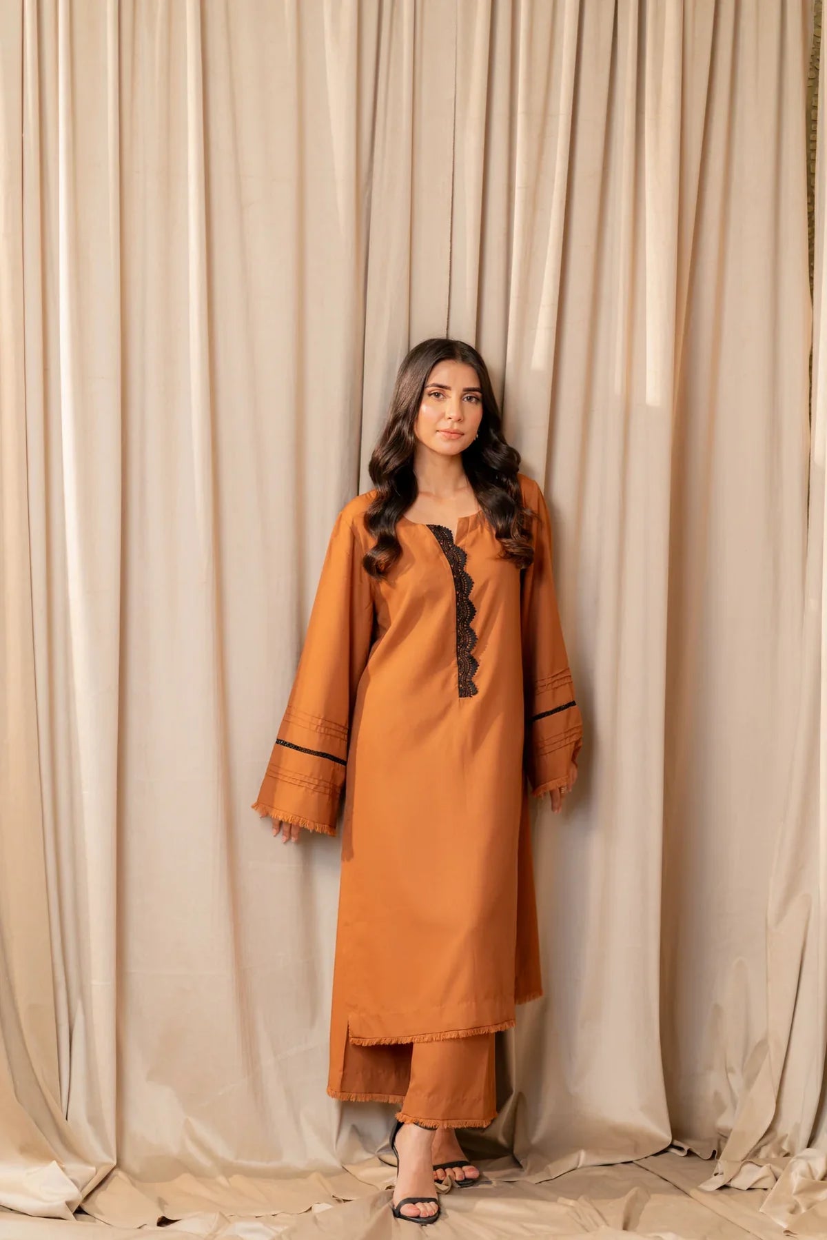 Warm Brown Kurta With Pants