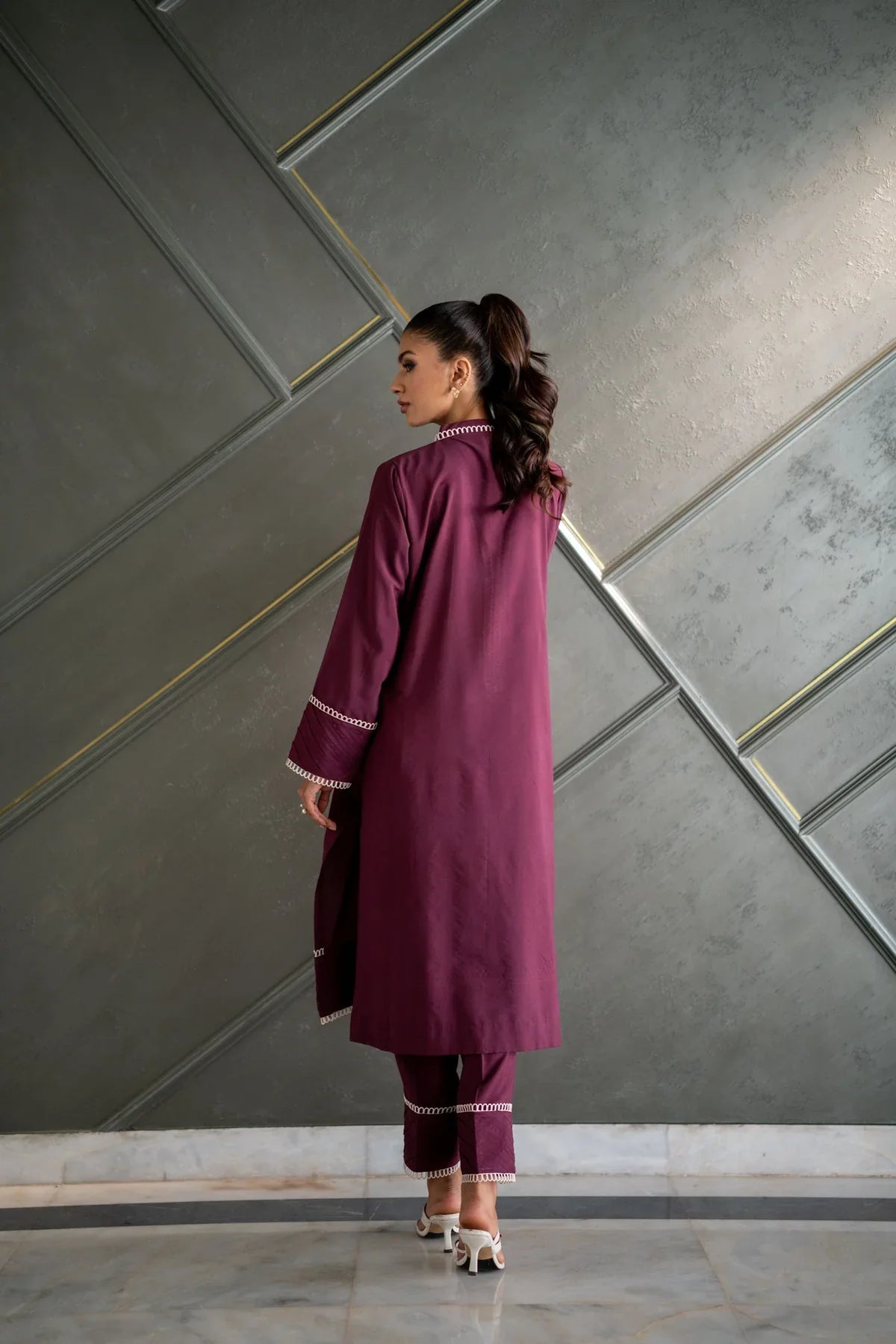 Deep purple Kurta With Pants