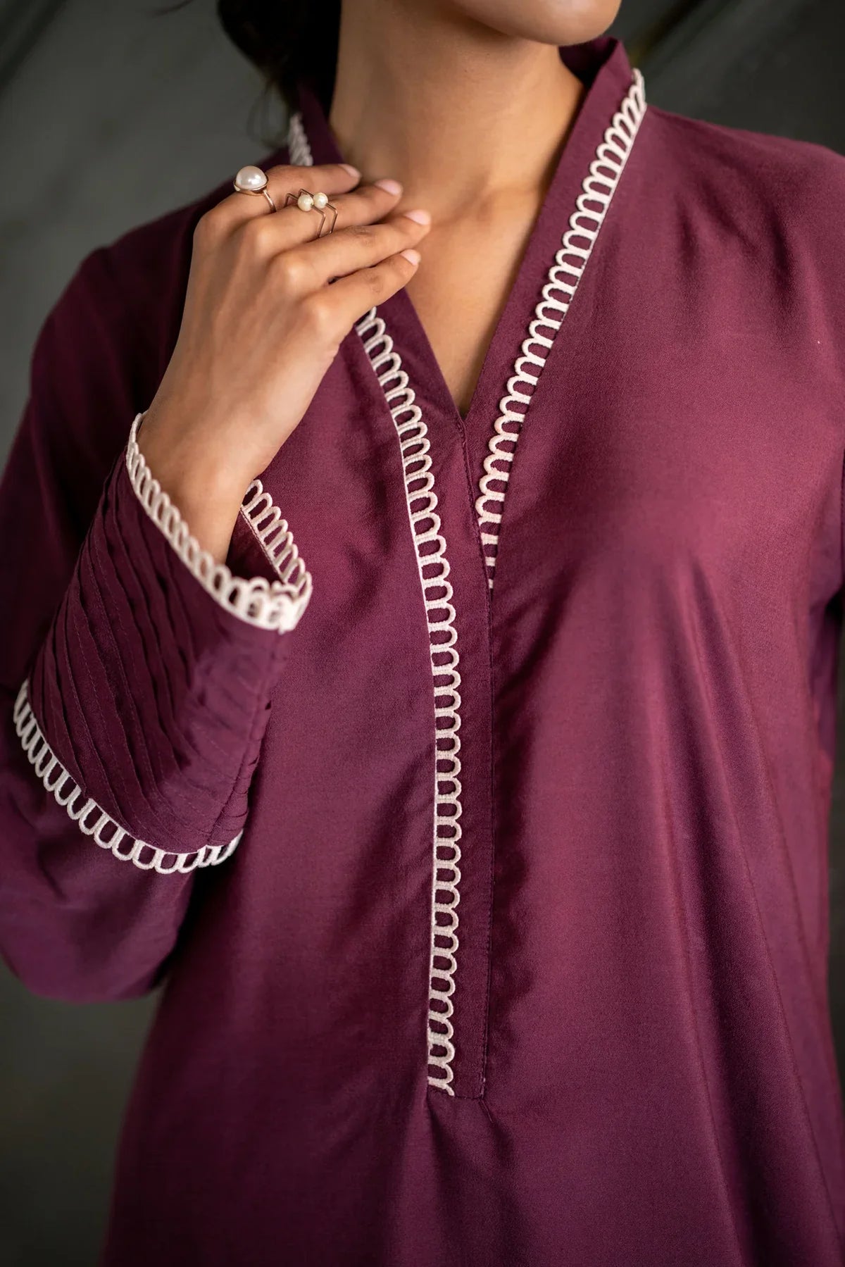Deep purple Kurta With Pants