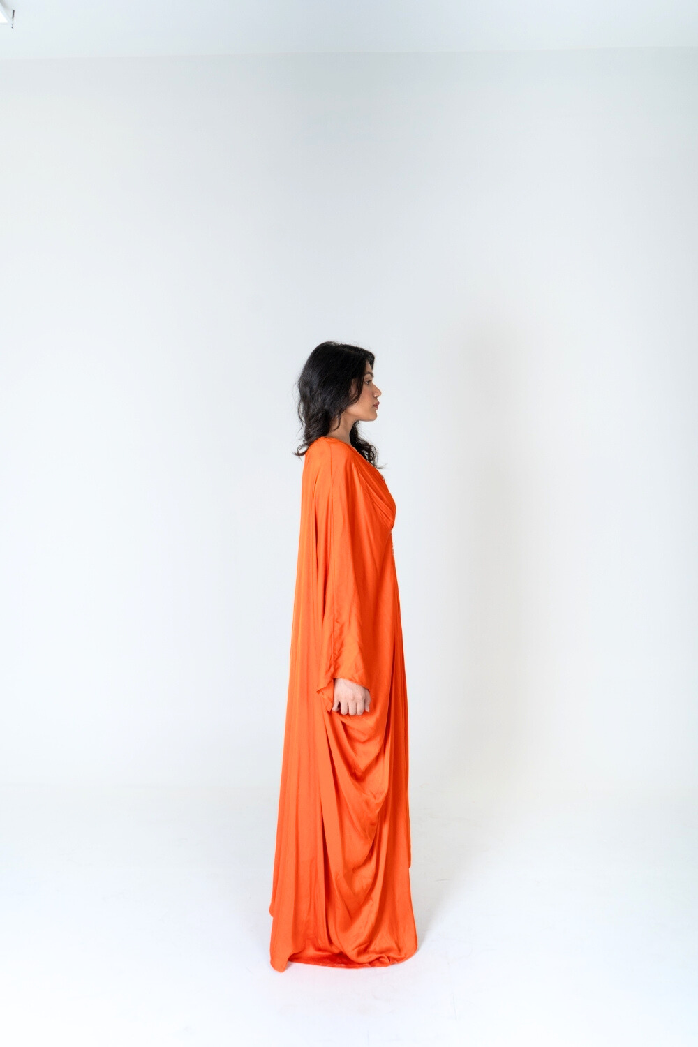 Orange-Pink Braided Long Kaftan