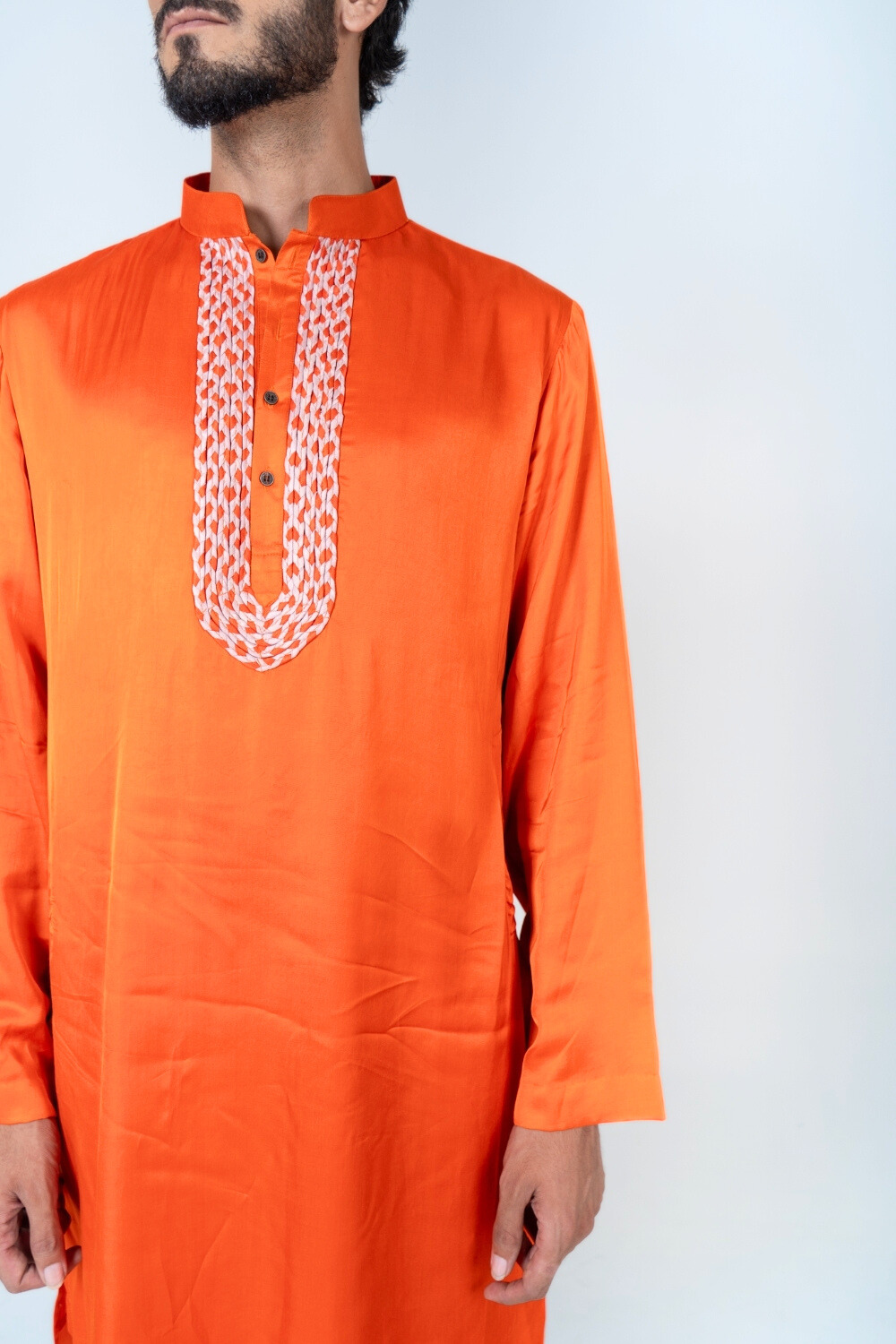 Orange-Pink Braid Kurta Set