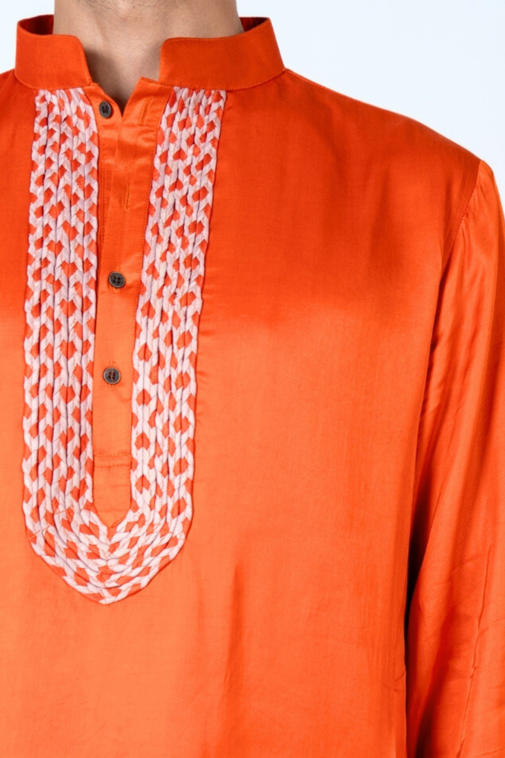 Orange-Pink Braid Kurta Set