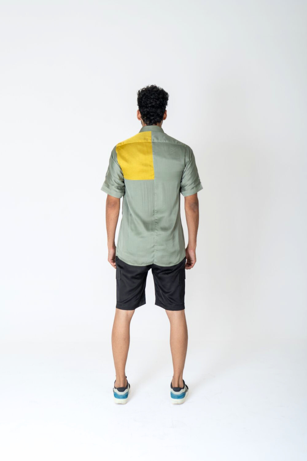 Green-Yellow Color-Blocked Shirt