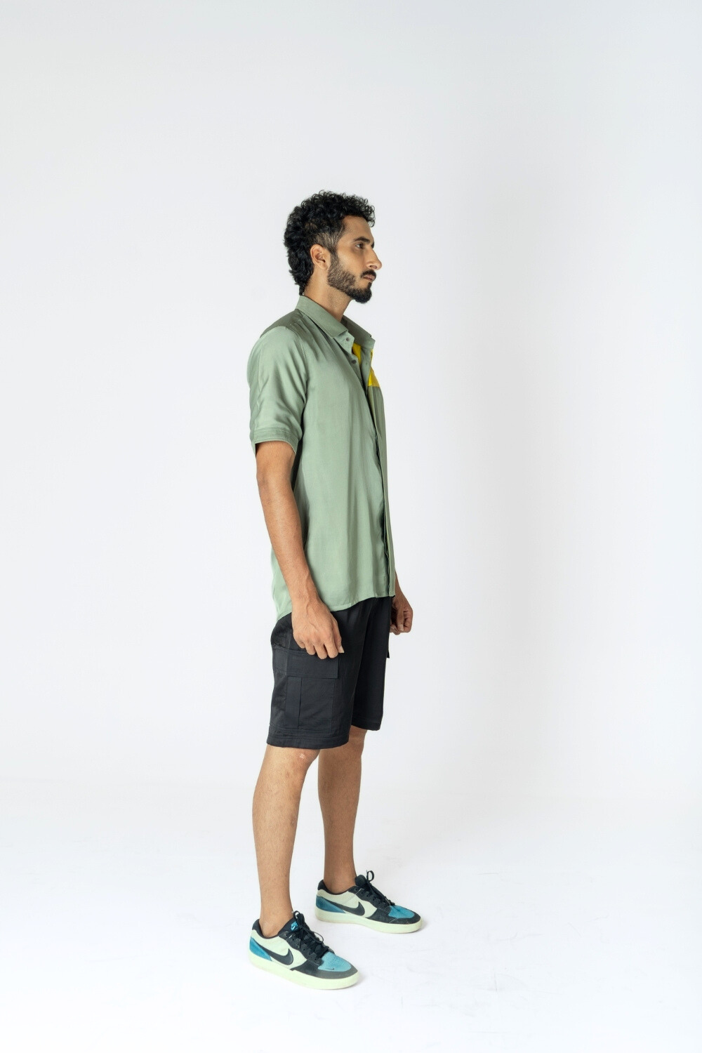 Green-Yellow Color-Blocked Shirt
