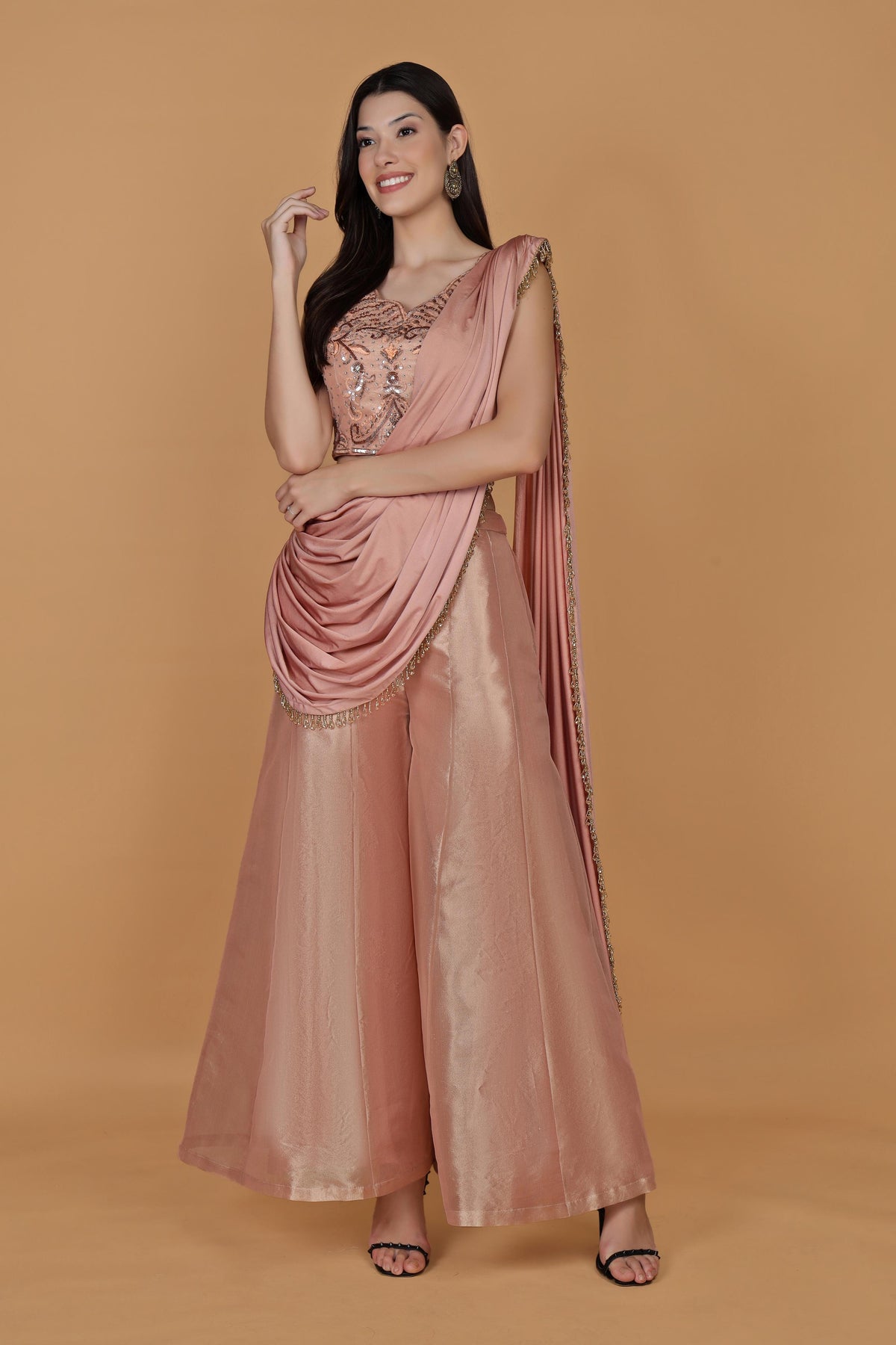 Women Regular Aari Work Top with Sharara & With Dupatta