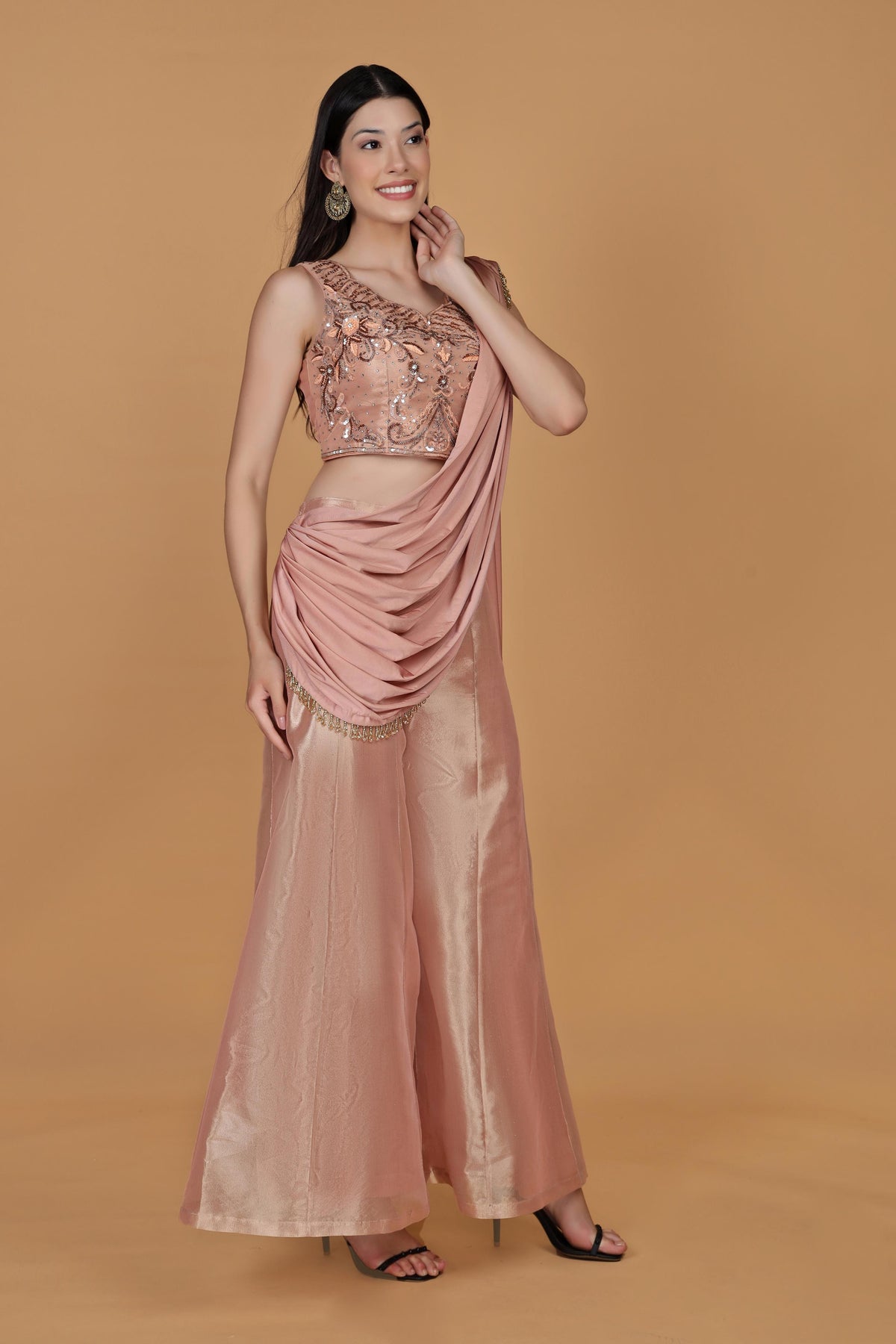 Women Regular Aari Work Top with Sharara & With Dupatta