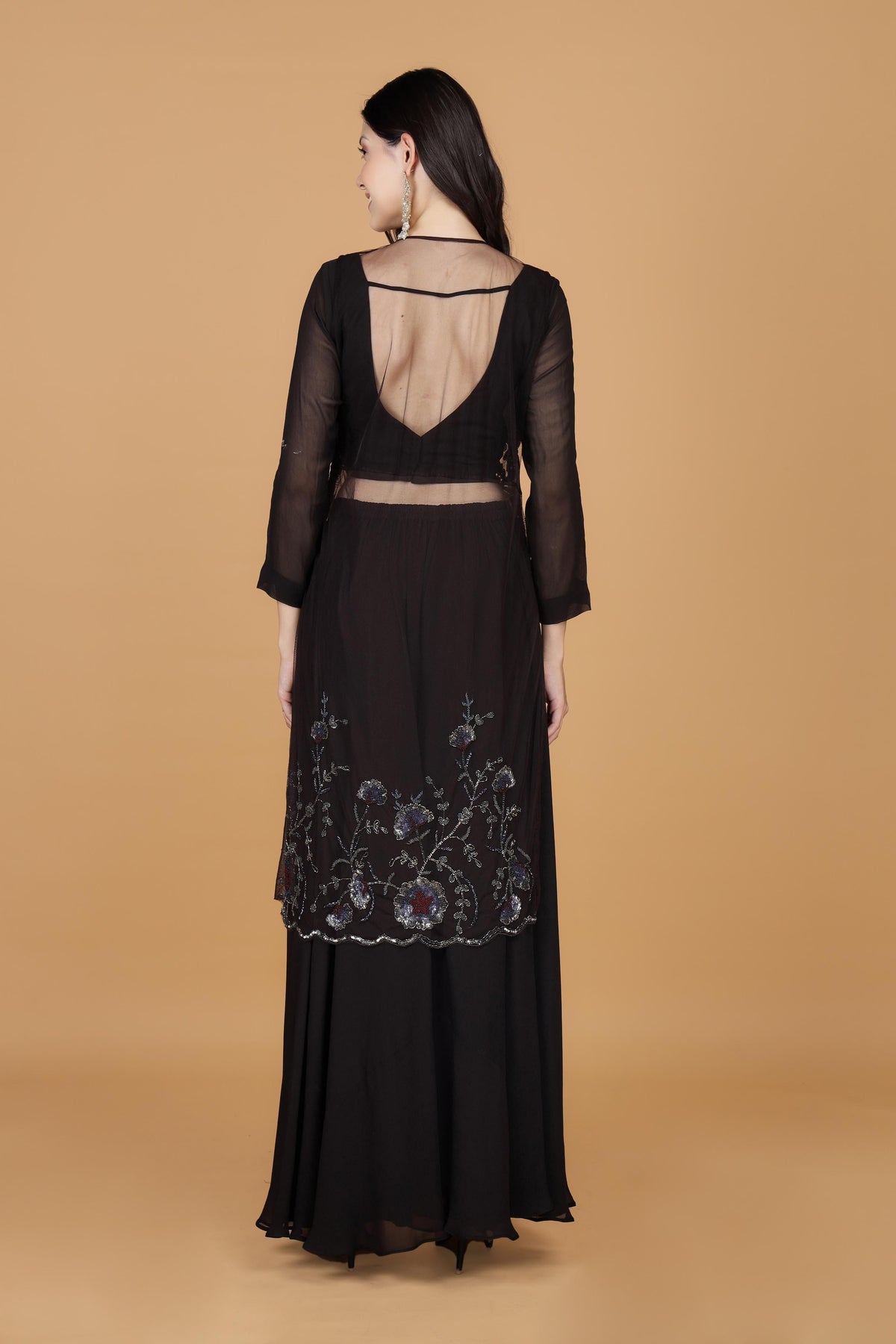 Women Embroidered Regular Sequinned Kurta with Sharara