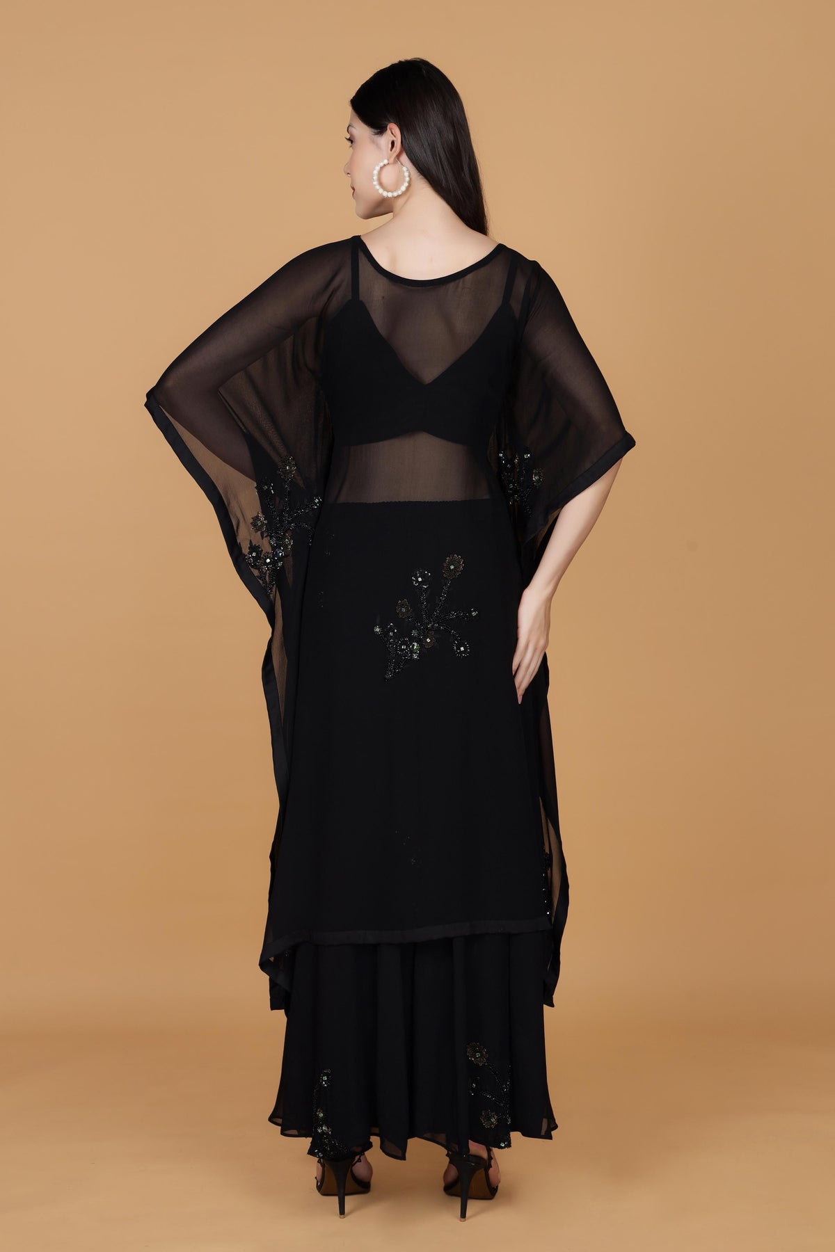 Women Woven Design Embroidered Kurta with Sharara