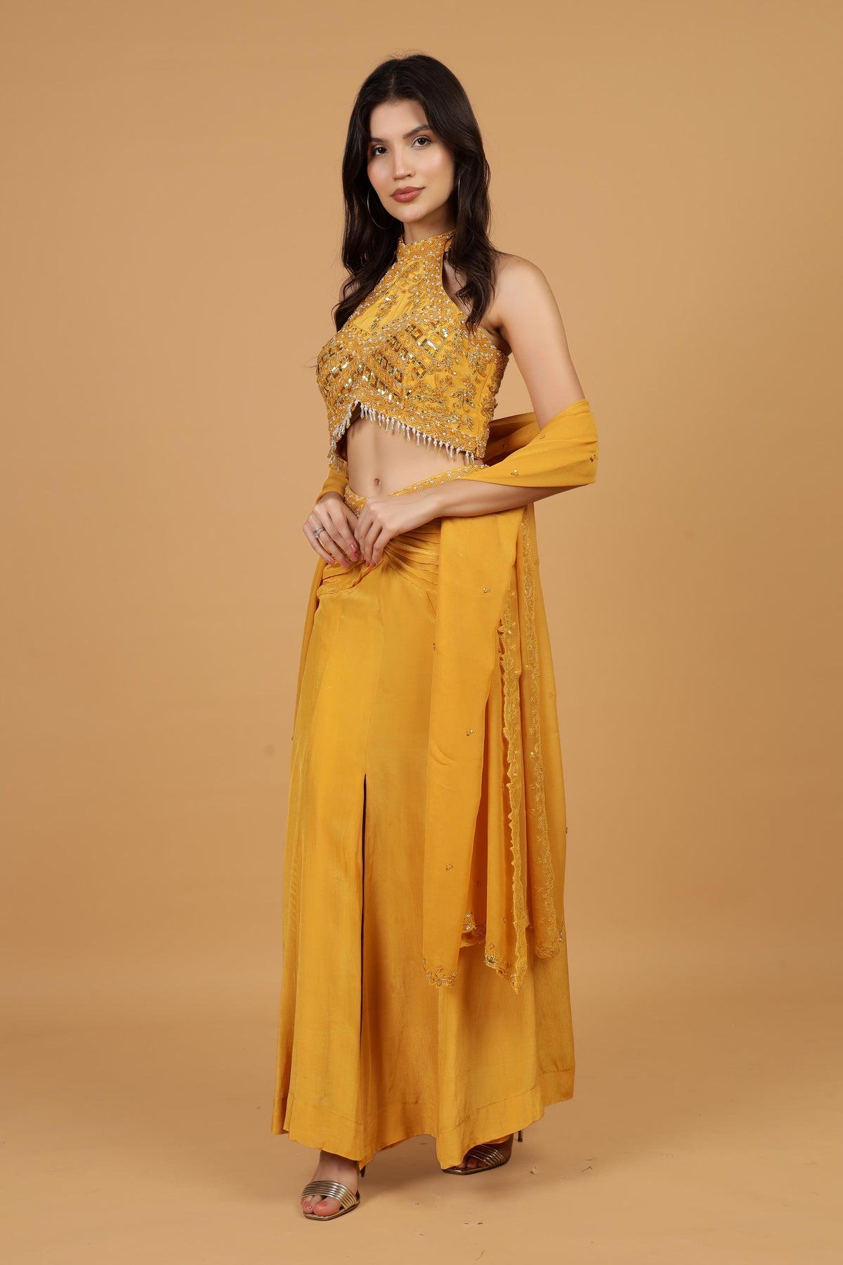Women Embroidered Beads and Stones Lehenga Choli With Dupatta