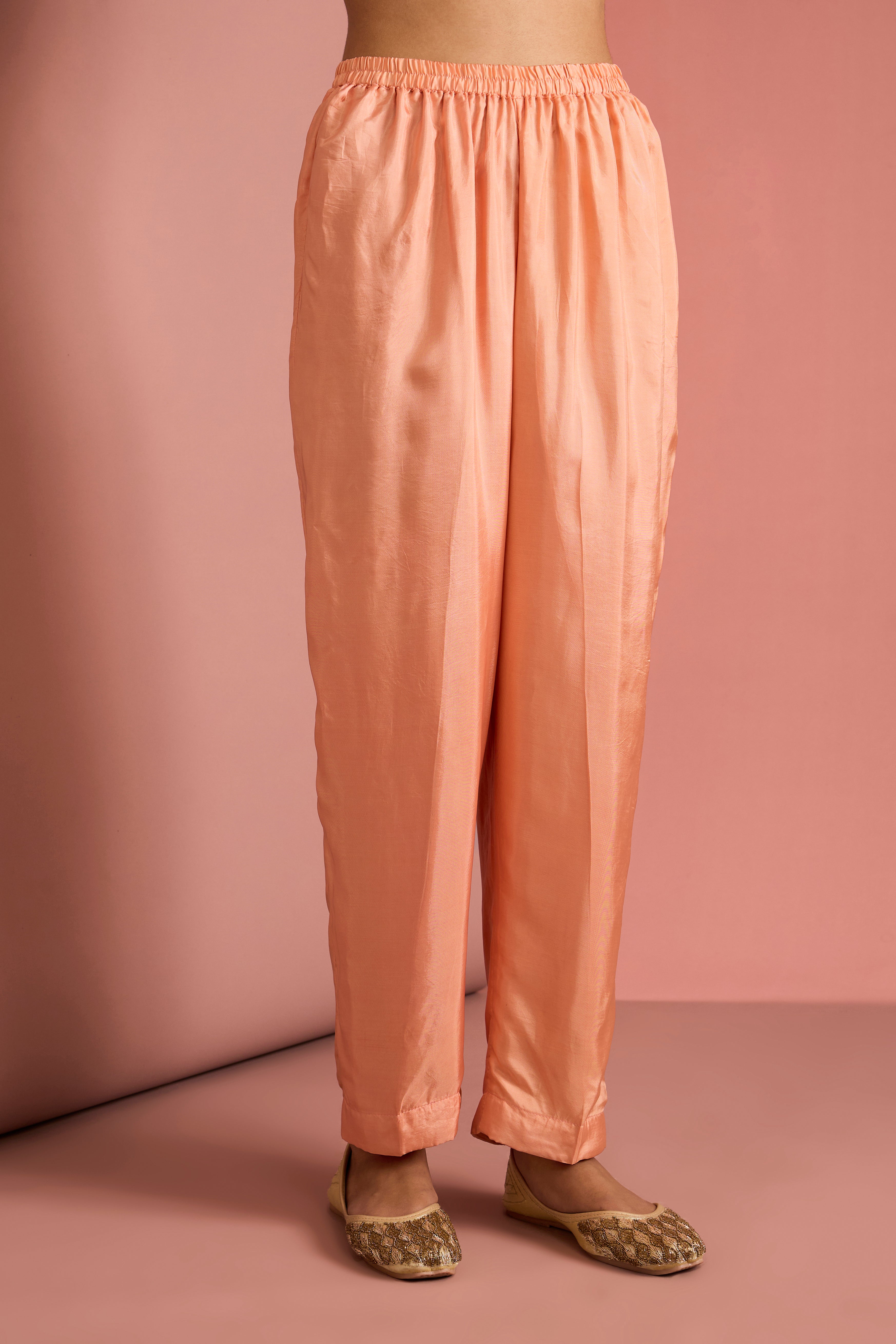 PEACH OPARA SILK KURTA SET