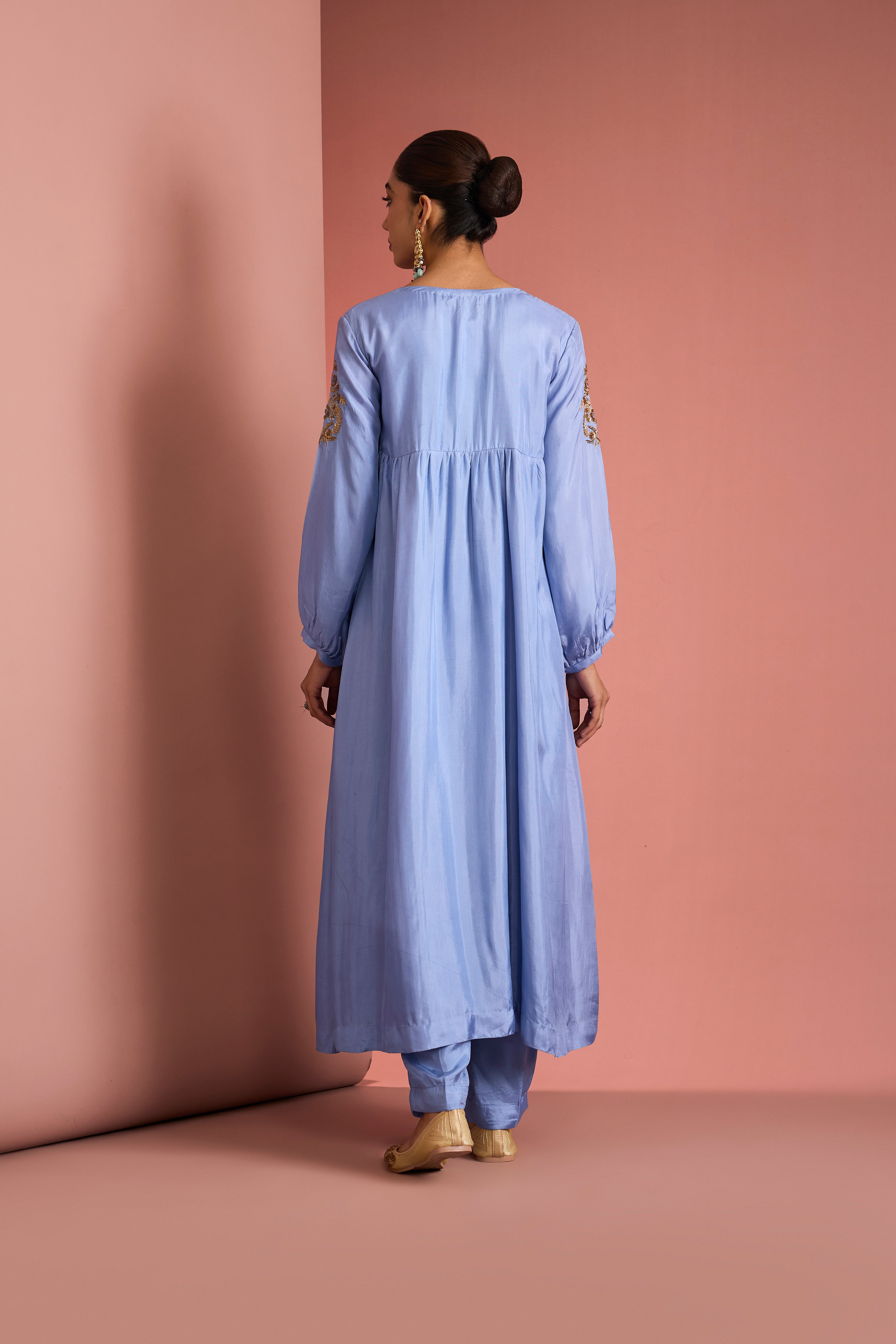 MEDIUM BLUE OPARA SILK KURTA SET