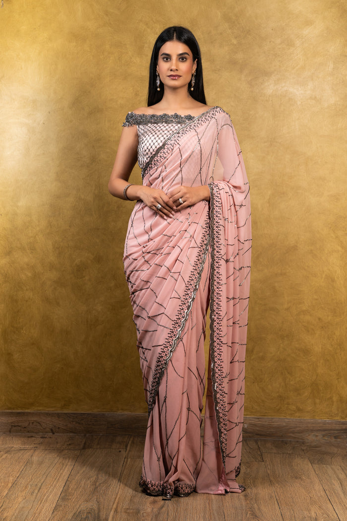Soft Rose Georgette Saree