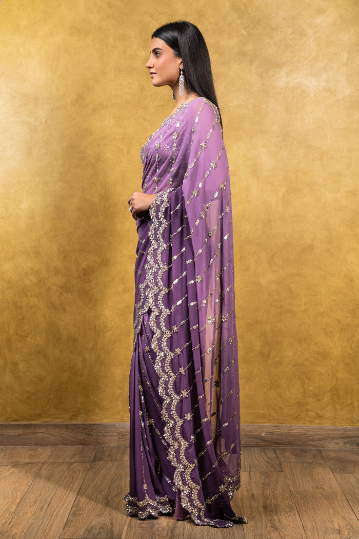 Mauve Georgette Saree