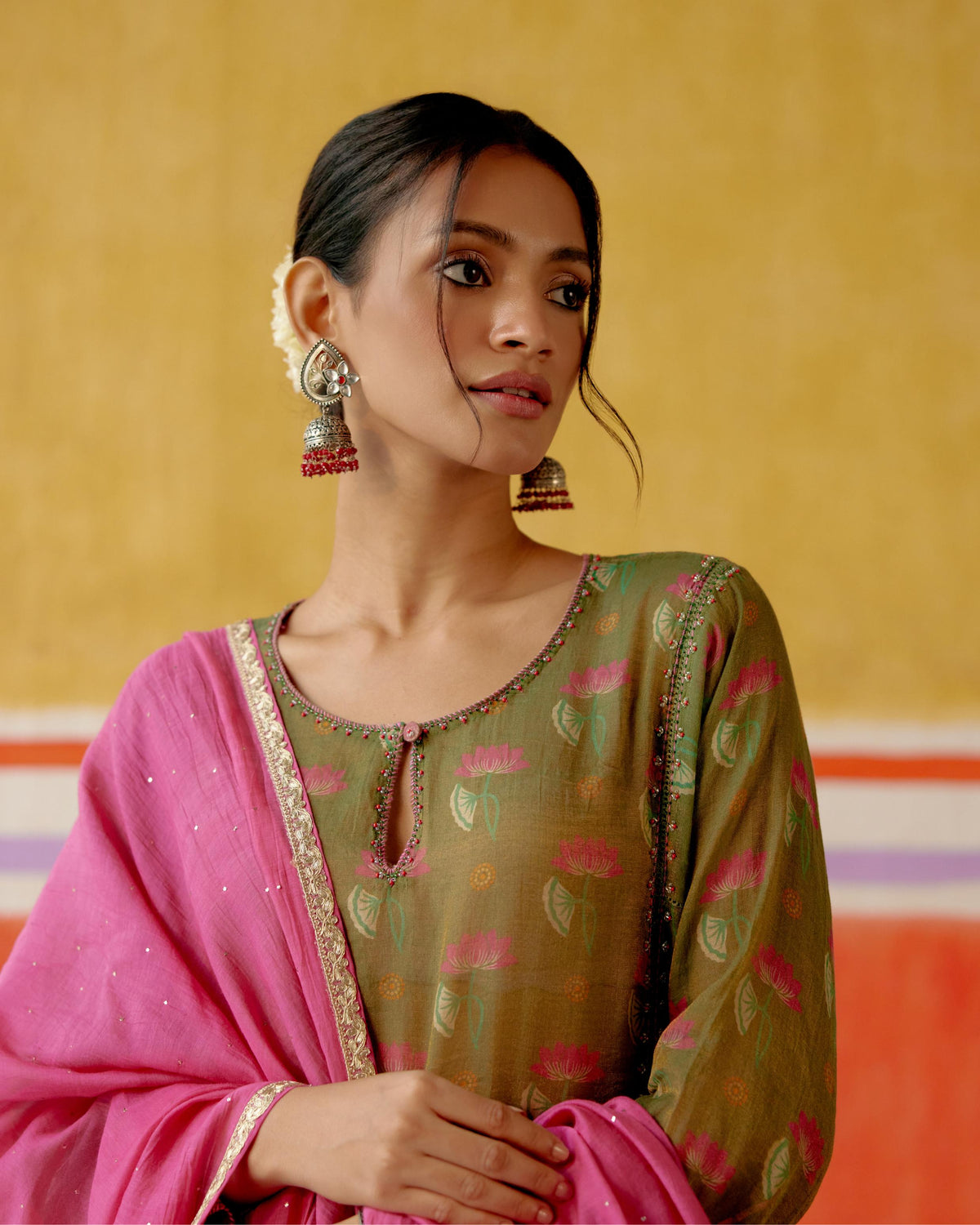 Mehndi Beaded Kurta Set