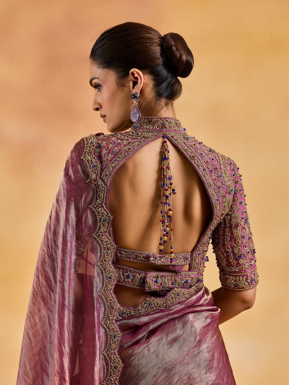 Wine-Purple Saree Set