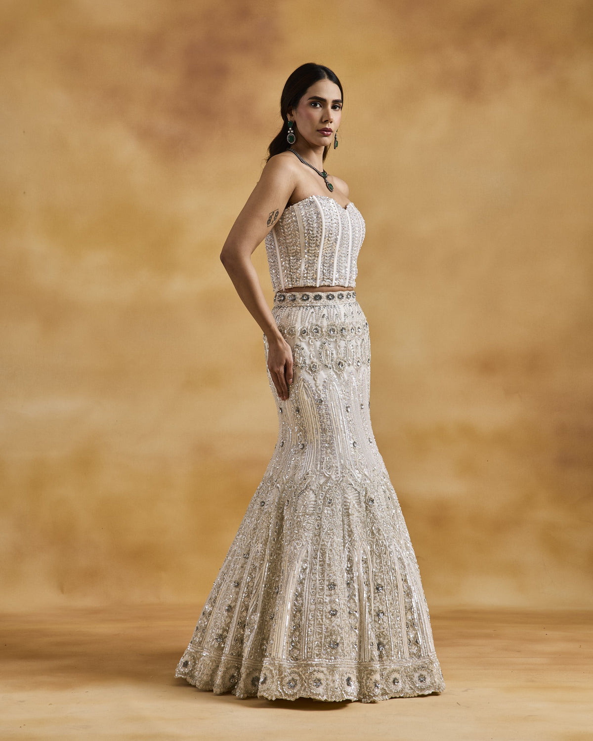 White Tulle Fishtail Set