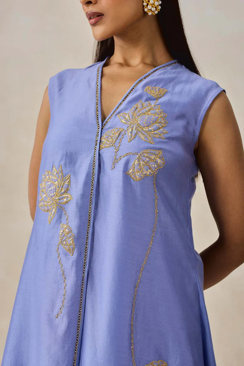 Chanderi Applique work Kurta With Pant Set