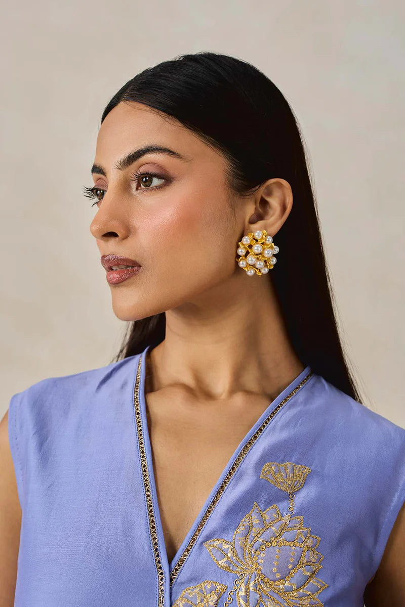 Chanderi Applique work Kurta With Pant Set